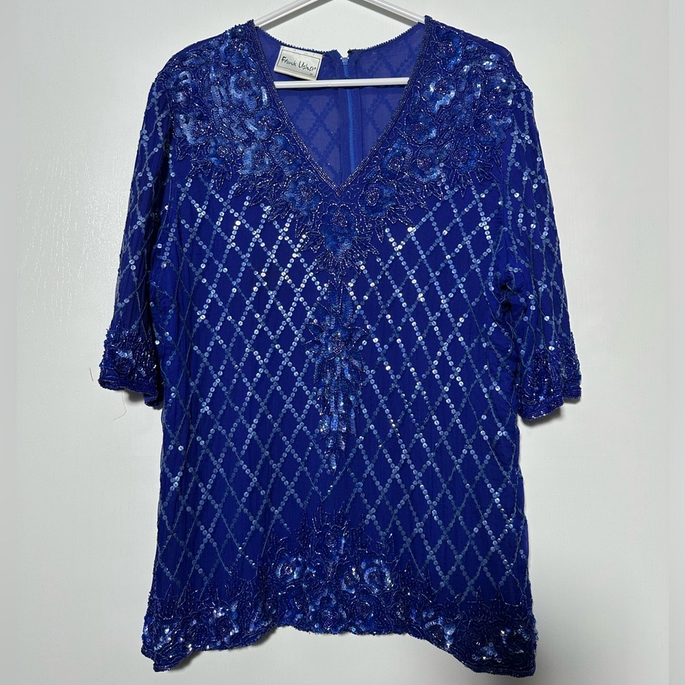Vintage Frank Usher Beaded Silk Top
